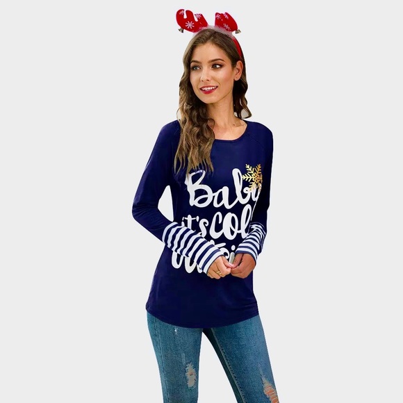 BABY IT’S COLD OUTSIDE WOMEN’S LONG SLEEVE SHIRT - Picture 3 of 5
